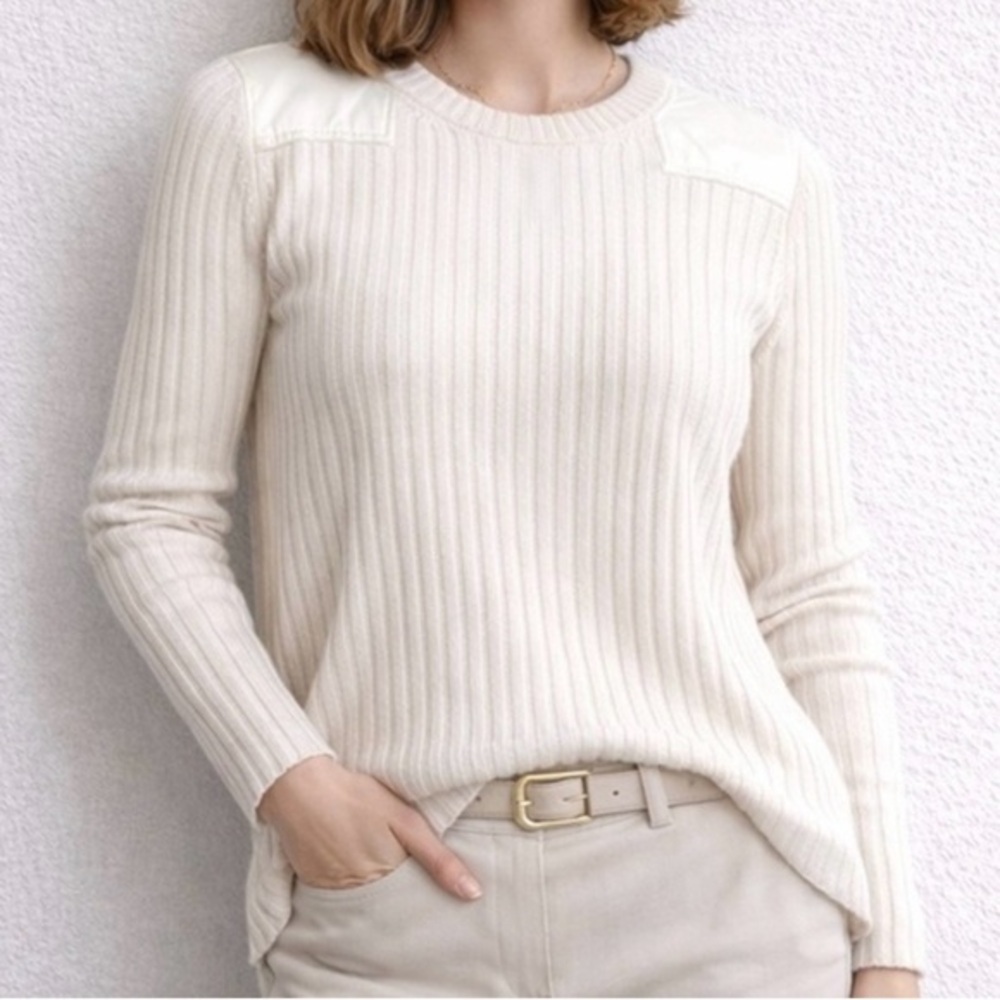 Rag & bone Cashmere Ivory Crewneck Long Sleeve Ribbed Sweater XS